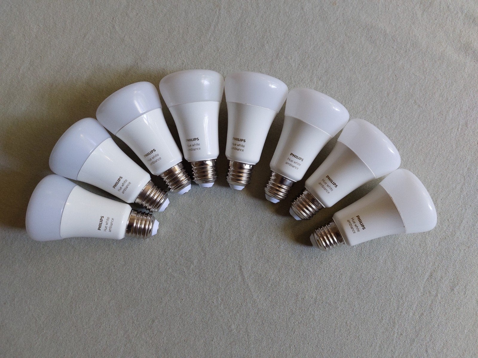 8x Philips Hue White Ambiance E27, Led-lamp, Philips Hue, Bedienbaar via app, Instelbaar wit