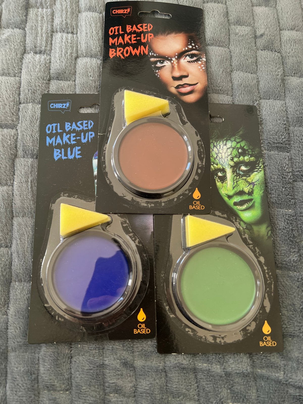 NIEUW, Halloween schmink set Chirz! (bruin, blauw en groen), Ophalen of Verzenden, Nieuw, Schmink, Halloween of Griezel