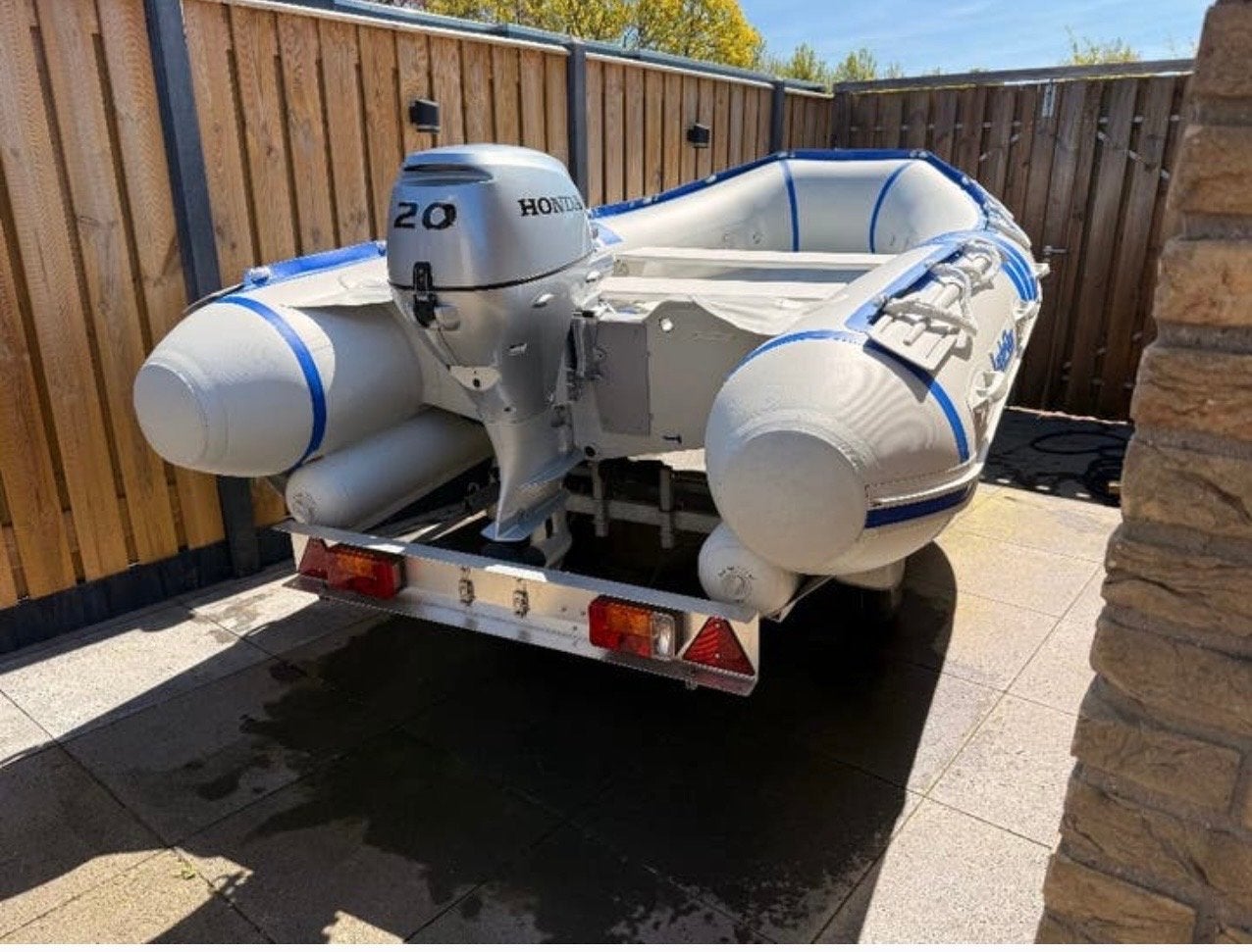 Lodestar 380 met honda 20 pk 2021, Watersport en Boten, Rubberboten, Zo goed als nieuw, Lodestar, Aluminium, Inclusief motor, Benzine