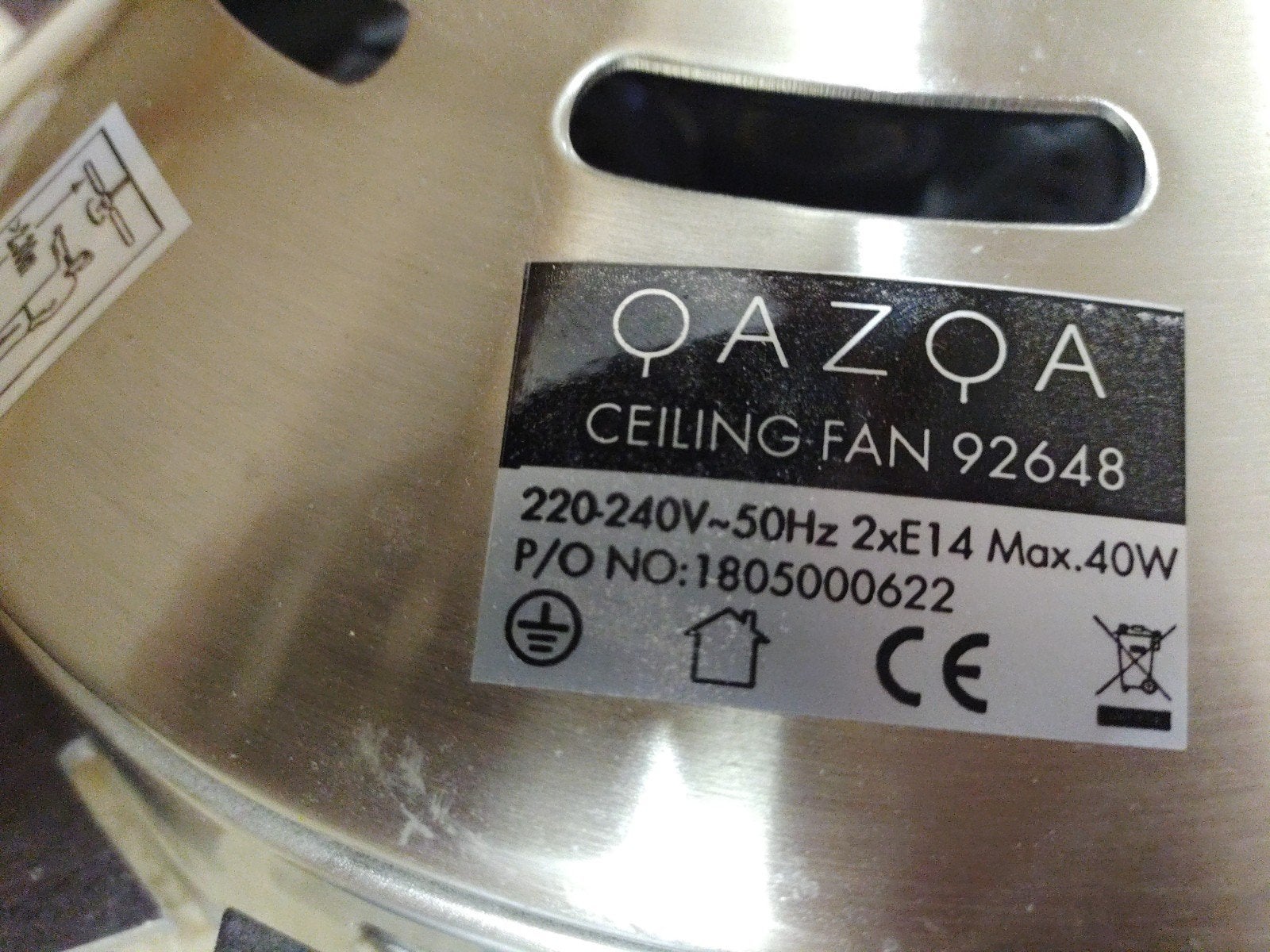 QAZQA Plafondventilatorzilver kl 92.48 met afstandsbediening, Ophalen, Gebruikt, Hout, Modern