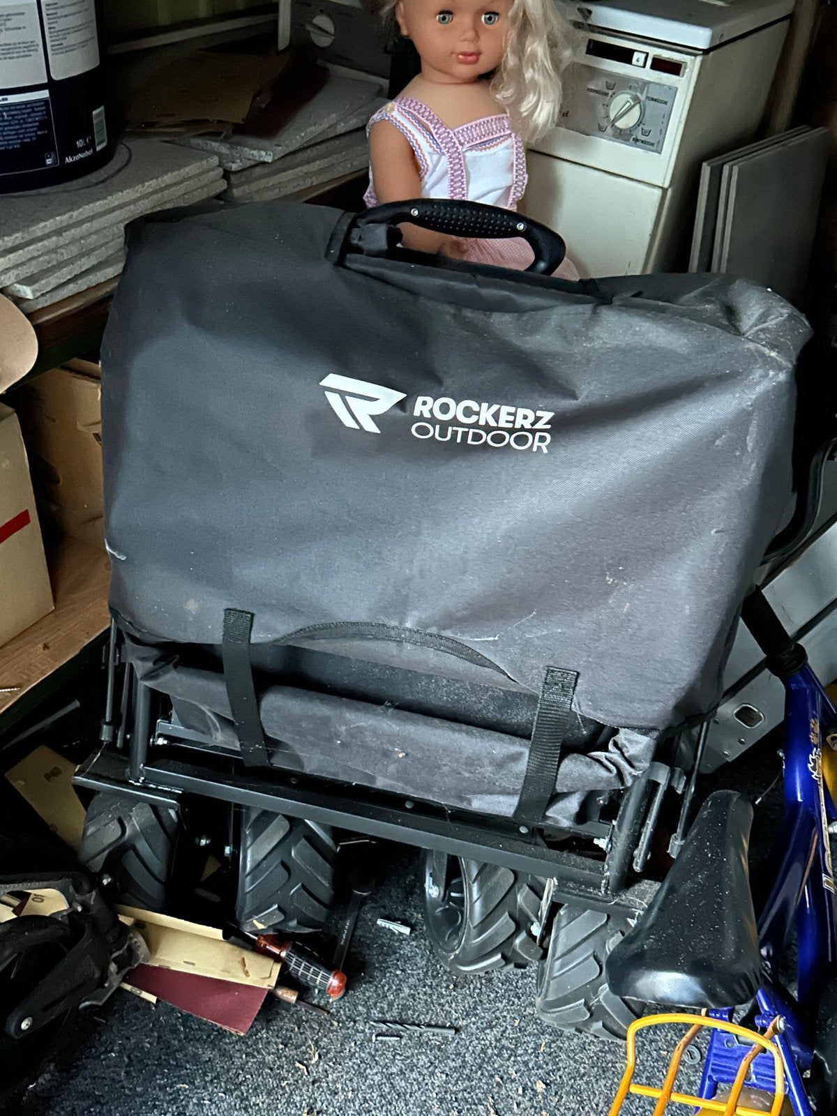 Rockerz Outdoor opvouwbare bolderkar 120 liter, Ophalen, Opvouwbaar, Gebruikt