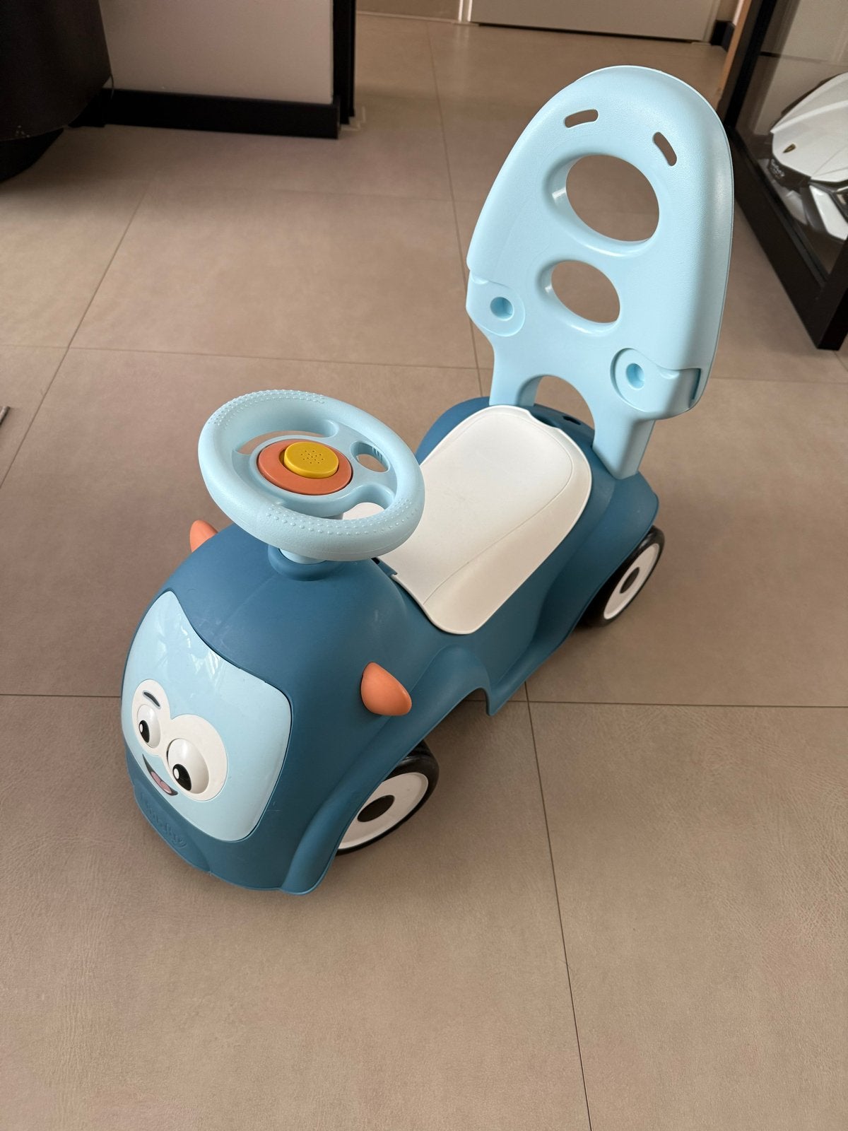 Smoby Loopauto/Loopvoertuig met Duwstang en Opbergruimte, Ophalen, Zo goed als nieuw, Loopvoertuig