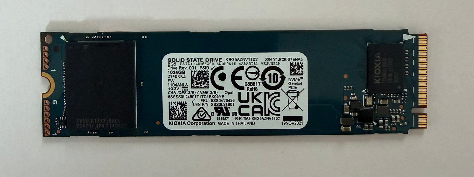 KIOXIA 1TB interne SSD M.2, Computers en Software, Harde schijven, Intern, SSD, Ophalen of Verzenden, Zo goed als nieuw