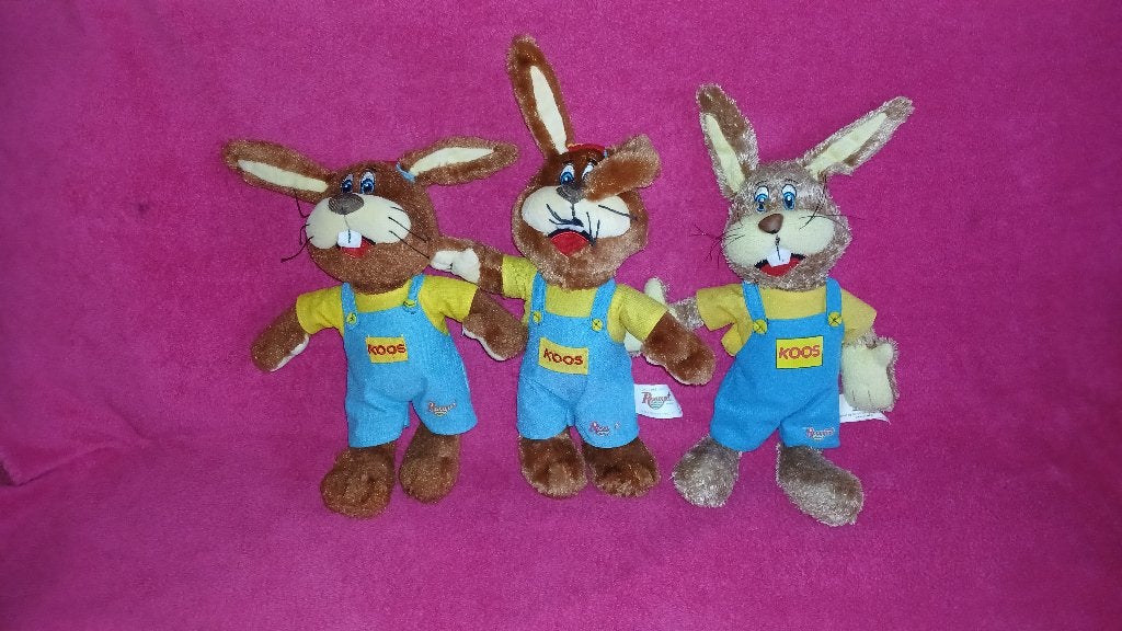 4x KOOS KONIJN MASCOTTE VAN ROOMPOT, Kinderen en Baby's, Speelgoed | Knuffels en Pluche, Ophalen of Verzenden, Zo goed als nieuw