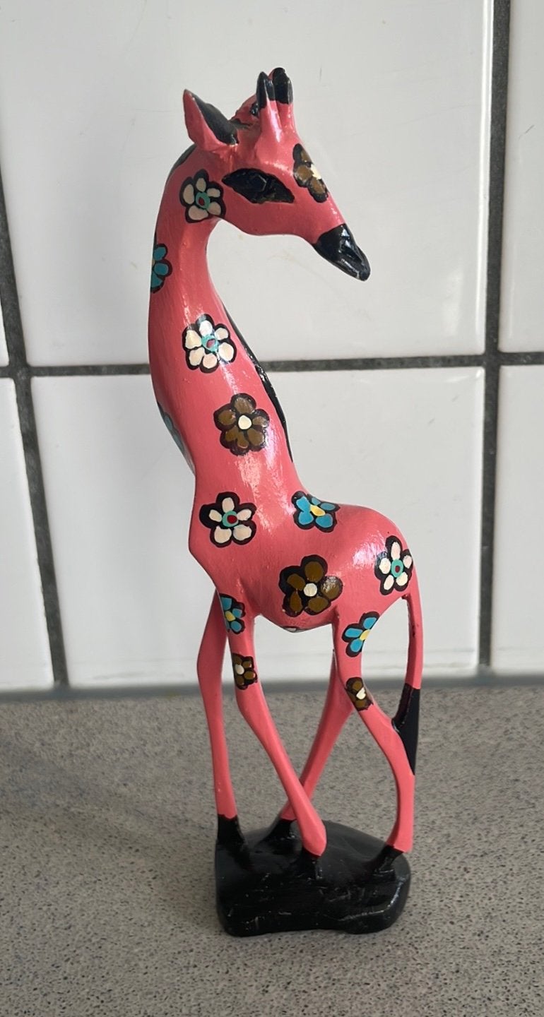 Prachtige giraf beeld beschilderd bloemen Afrika, Verzamelen, Dierenverzamelingen, Ophalen of Verzenden, Nieuw, Beeldje of Figuurtje