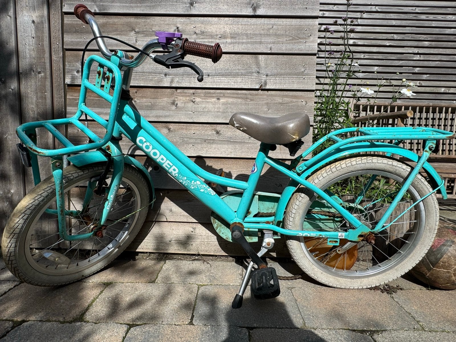 Cooper kinderfiets 16 inch - turquoise, Ophalen, Gebruikt, Velgrem, 16 tot 20 inch