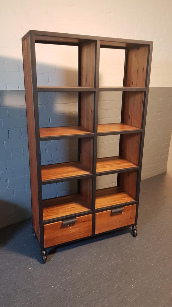 Vakkenkast industrieel, Huis en Inrichting, Kasten | Boekenkasten, Ophalen of Verzenden, Zo goed als nieuw, 25 tot 50 cm, 50 tot 100 cm