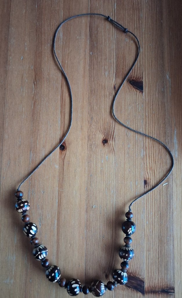 Ketting Hout Kraal, Ophalen of Verzenden, Zo goed als nieuw, Bruin, Overige materialen