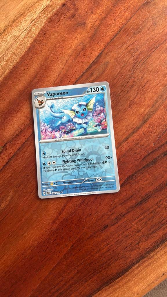 Vaporeon 022/131 Reverse Holo, Verzenden, Zo goed als nieuw, Losse kaart