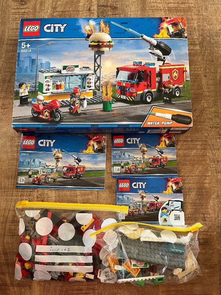 Lego city 60214 brand bij het hamburgerrestaurant, Lego, Inclusief instructies, Ophalen of Verzenden, Complete set