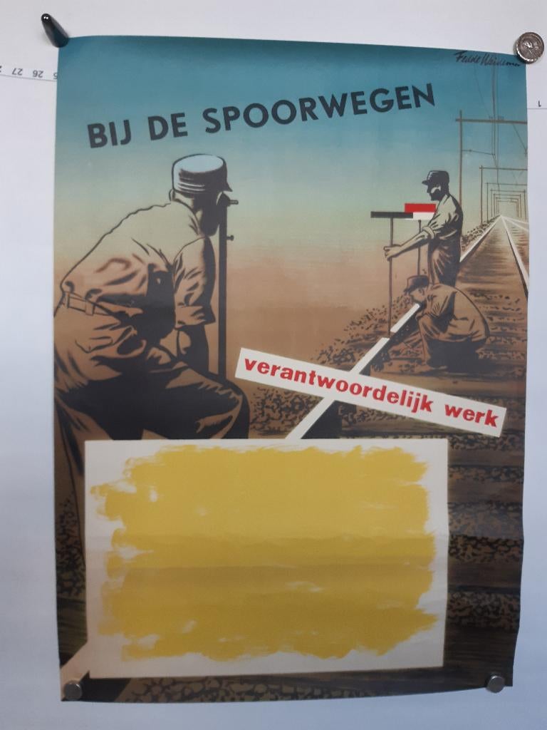 Originele poster Spoorwegen Fedde Weidema, Verzenden, A1 t/m A3, Film en Tv, Rechthoekig Staand