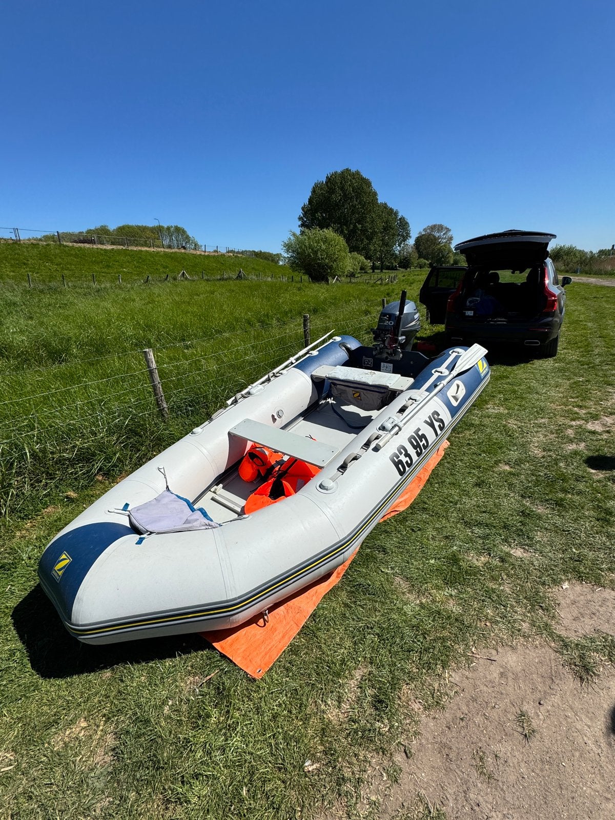 Zodiac Cadet 340 rubberboot met Yamaha 20pk, Ophalen, Gebruikt, Peddels, Zodiac