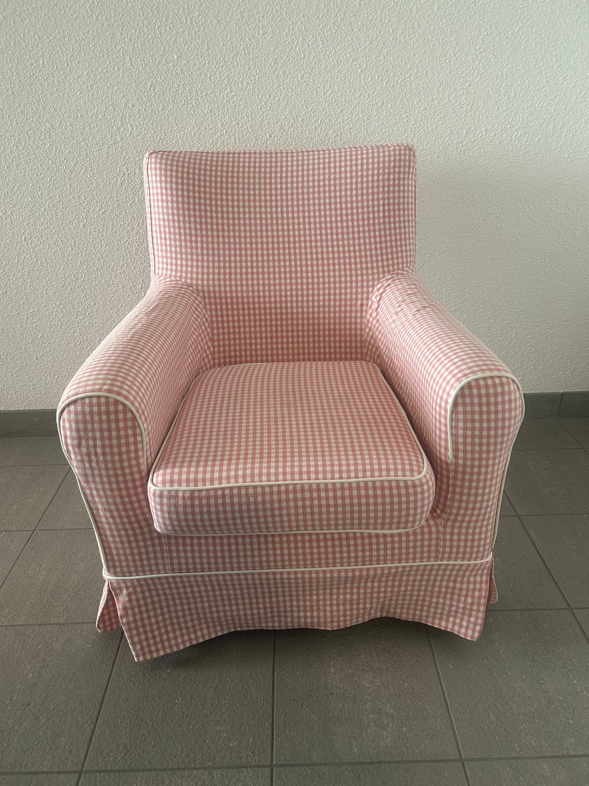 Ikea ektop Jennylund fauteuil  roze/wit geruit, Huis en Inrichting, Fauteuils, Ophalen, Zo goed als nieuw, Stof, 75 tot 100 cm