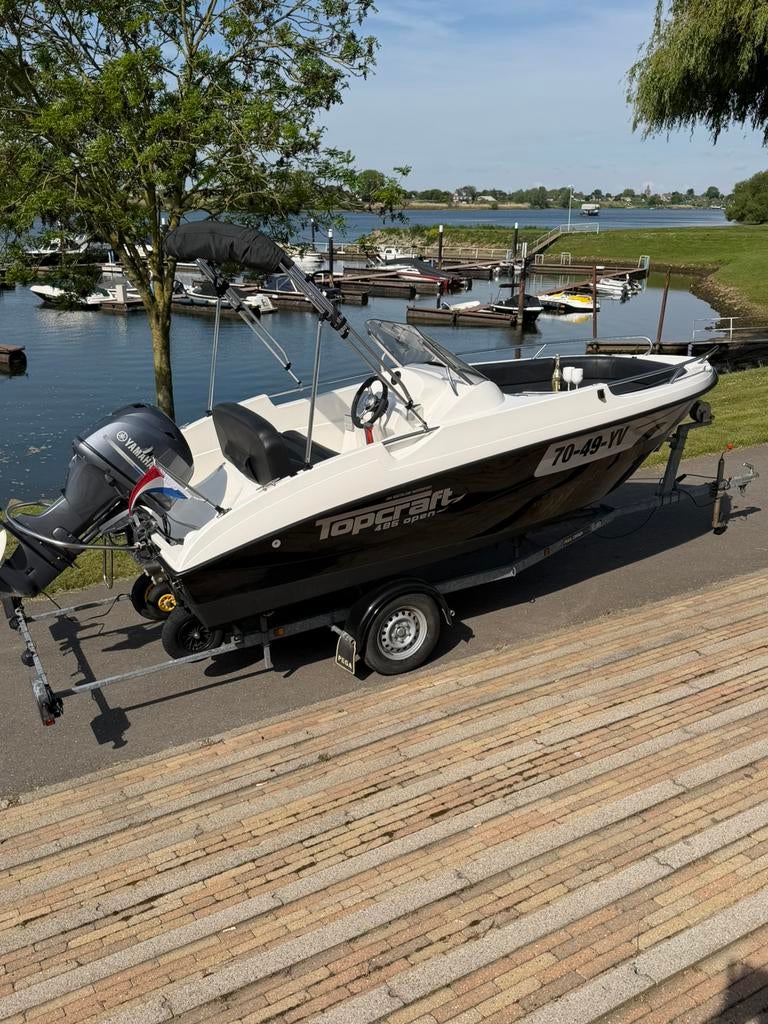 Topcraft 485 open Inc Yamaha 70pk en pega trailer nieuwstaat, Watersport en Boten, Ophalen, Zo goed als nieuw, Topcraft, Elektrische start