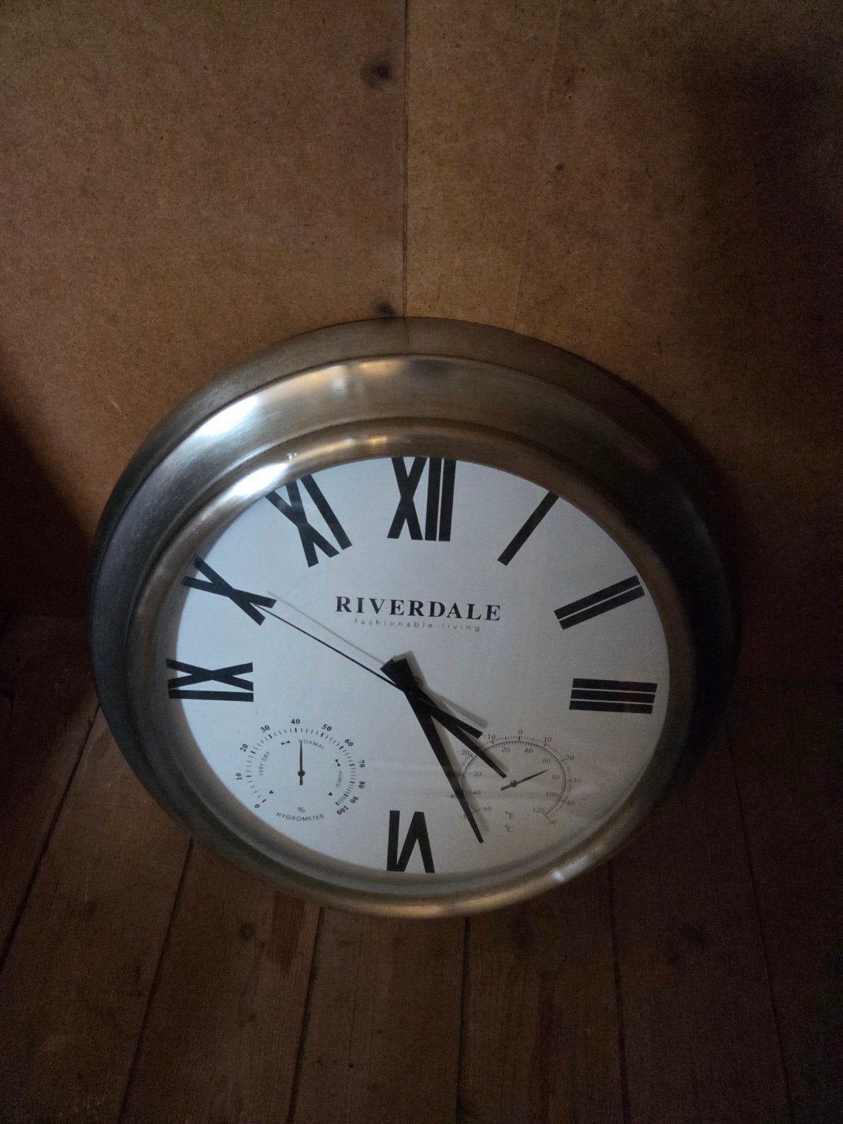 Riverdale Wandklok met Thermometer en Hygrometer, Ophalen, Wandklok, Analoog, Zo goed als nieuw
