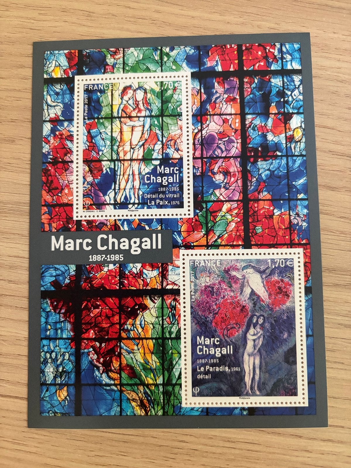 Marc Chagall Postzegelvel - La Paix & Le Paradis, Ophalen of Verzenden, Postfris