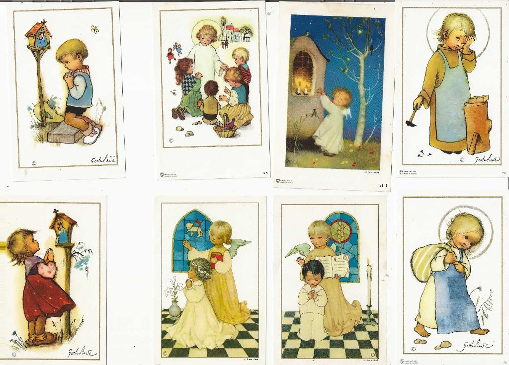 Serie van 6 prachtige Kinder Prentjes, Verzenden, Zo goed als nieuw, Kaart of Prent, Christendom | Katholiek
