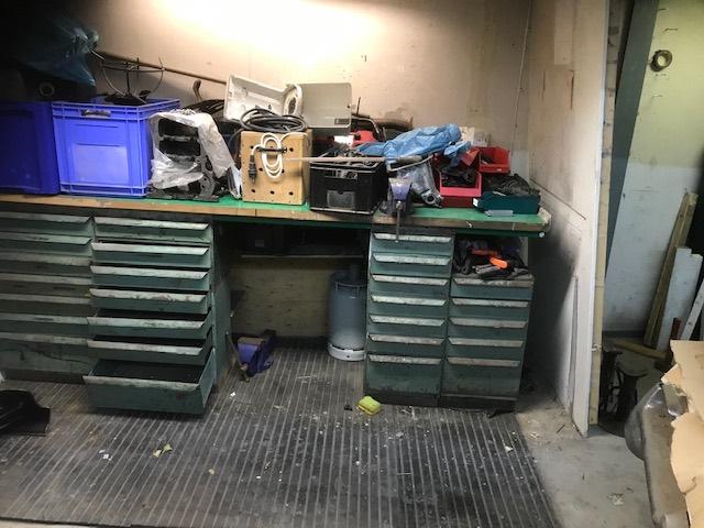 Werkbank met ladekasten/ werkbank/ ladekasten, Ophalen, Gebruikt, 170 cm of meer