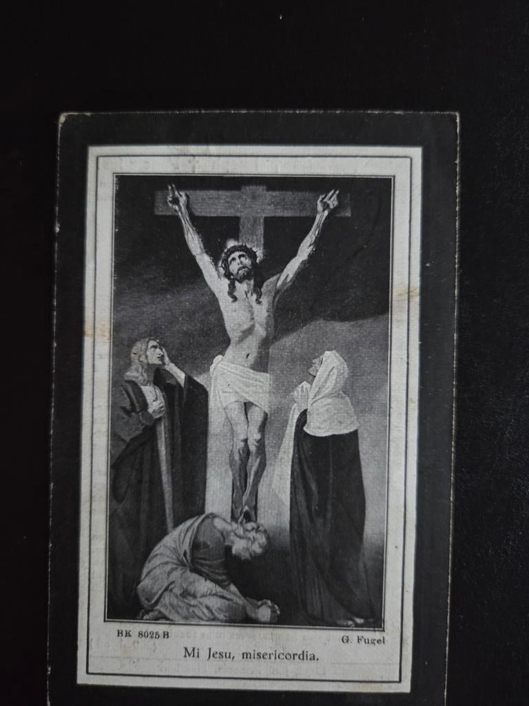 Oude religieuze prent - Jezus aan het kruis, Antiek en Kunst, Antiek | Religie, Ophalen of Verzenden