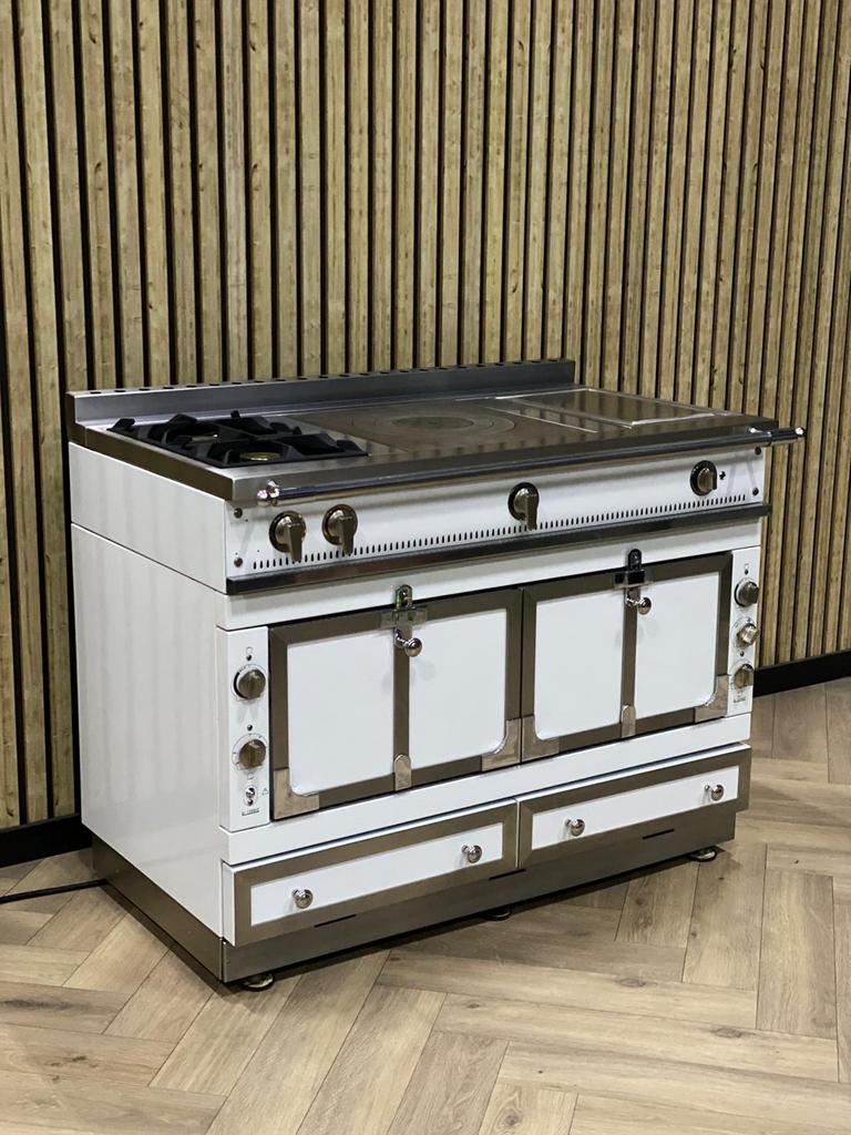 Prachtige La Cornue Chateau 120cm Wit Gas + Teppanyaki, 60 cm of meer, Grill, Ophalen of Verzenden, Gas