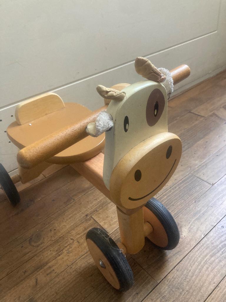 Loop fiets hout koe, Ophalen, Gebruikt, Rij- of Hobbelspeelgoed