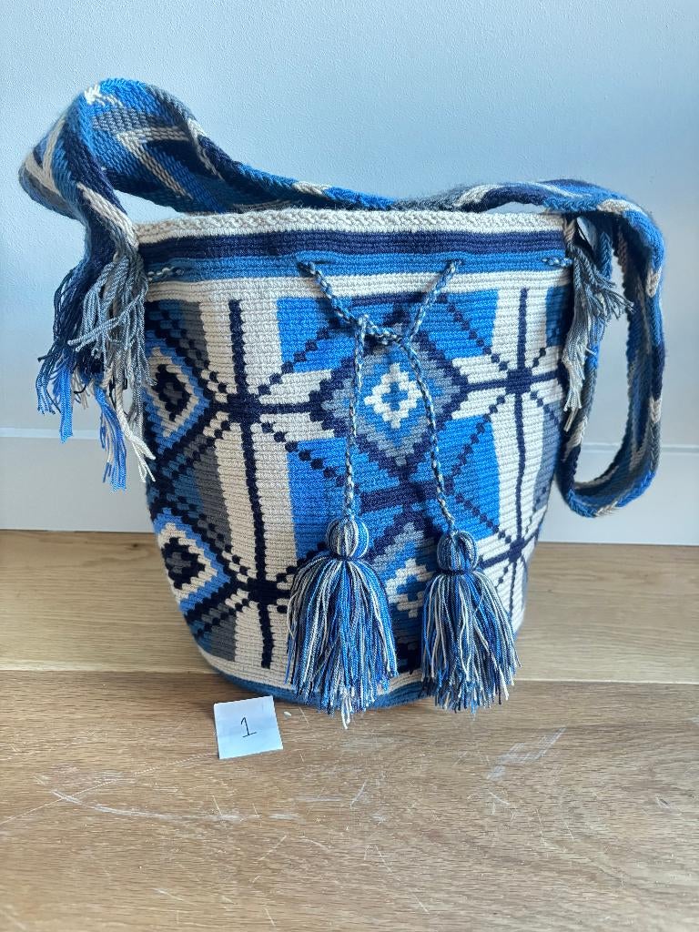 Unieke Wayuu tas blauw., Verzenden, Nieuw, Blauw, Schoudertasje