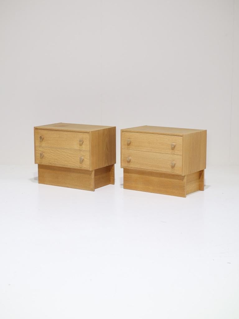 Set nachtkastjes eiken Deens vintage 1960s, Huis en Inrichting, Ophalen, -, -, Zo goed als nieuw