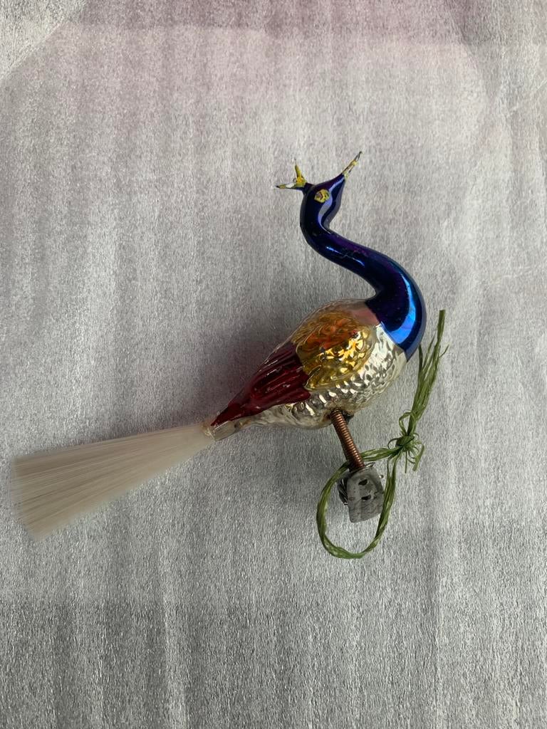Kerstbal drie mooie antieke pauwe vogels kerstbal, Ophalen of Verzenden