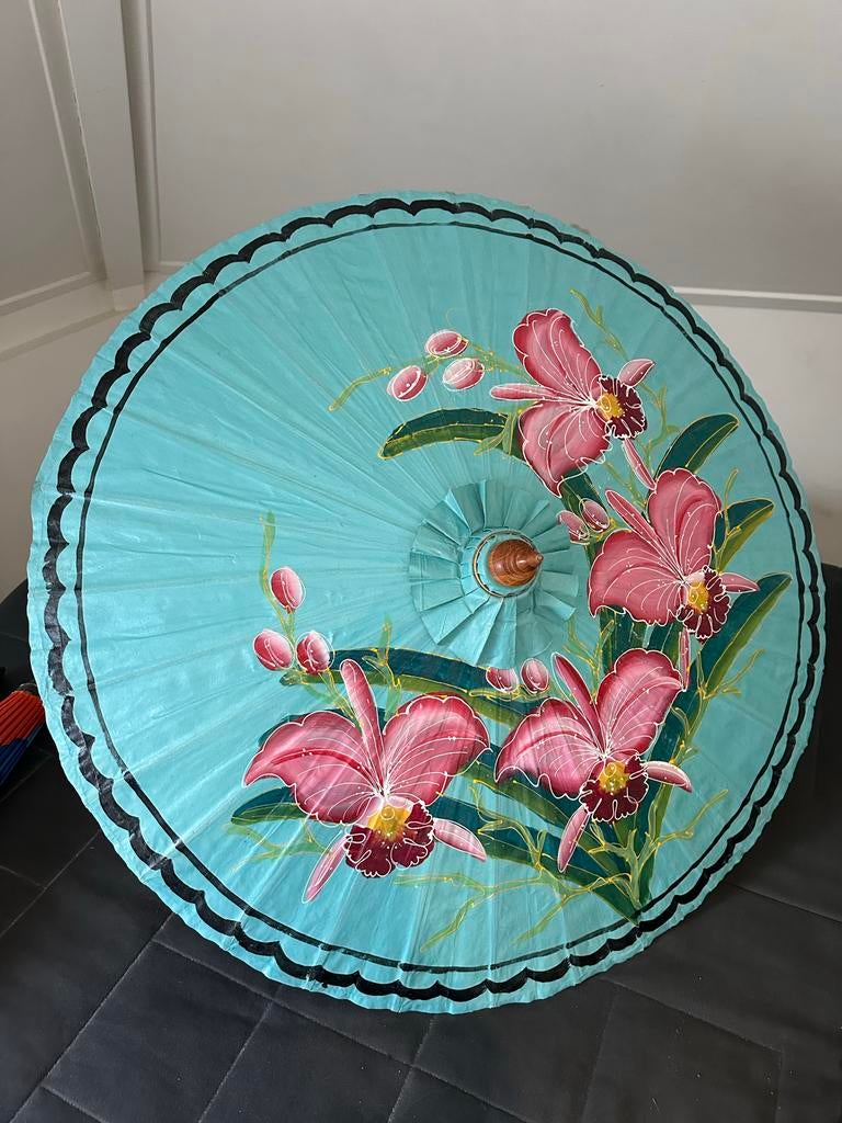 Handgeschilderde Thaise Paraplu - 90cm, Sieraden, Tassen en Uiterlijk, Paraplu's, Ophalen, Nieuw, Overige kleuren