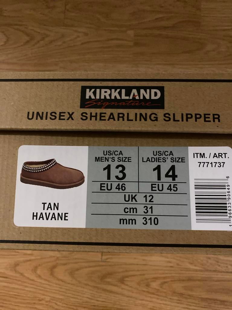 Kirkland Signature Unisex Shearling Pantoffels Maat 46, Ophalen of Verzenden, Nieuw, Bruin, Pantoffels of Sloffen