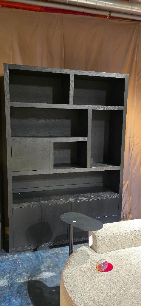 Opbergkast / Vakkenkast – Zwart - 150 cm B SHOWMODEL !, Huis en Inrichting, Kasten | Boekenkasten, Eikenhout, 200 cm of meer, Bornsestraat 31