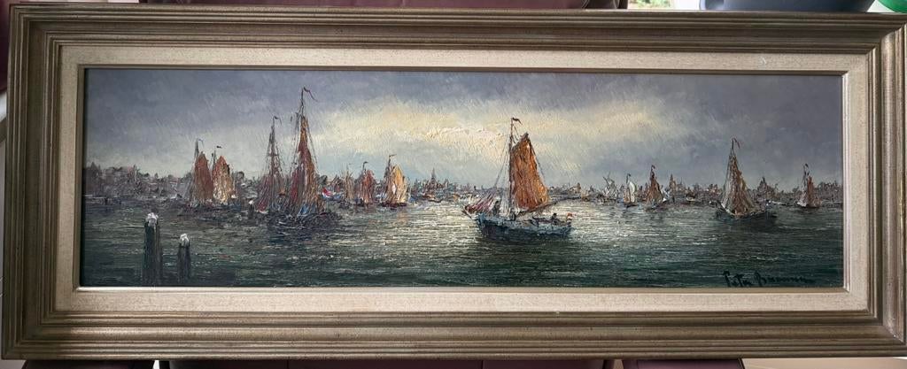Peter Brouwer - Panorama Amsterdam, Antiek en Kunst, Kunst | Schilderijen | Klassiek, Ophalen of Verzenden
