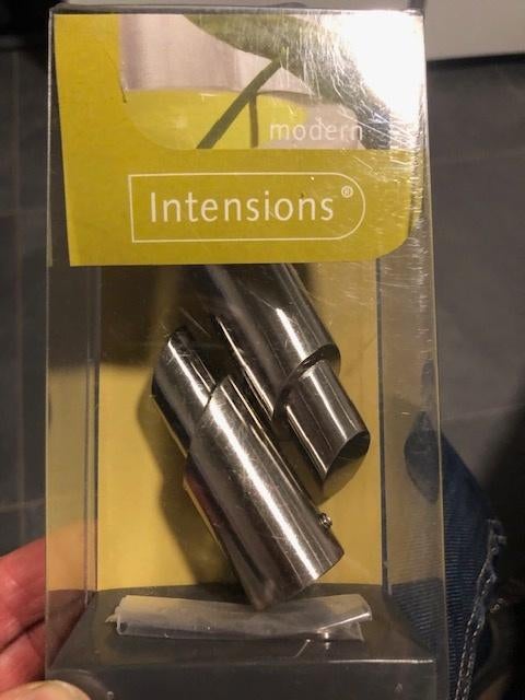 2 sets knoppen gordijnrail intensions 20 mm rvs, Ophalen, Nieuw, Minder dan 50 cm, Minder dan 100 cm