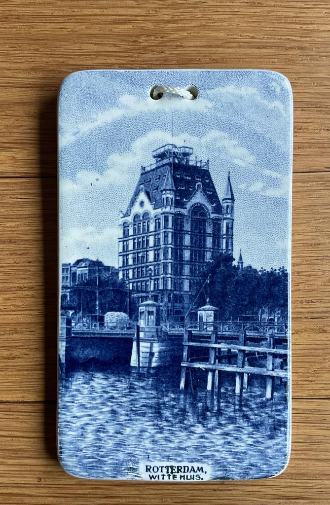 Delfts blauw wandbordje Rotterdam Witte Huis, Antiek en Kunst, Ophalen of Verzenden