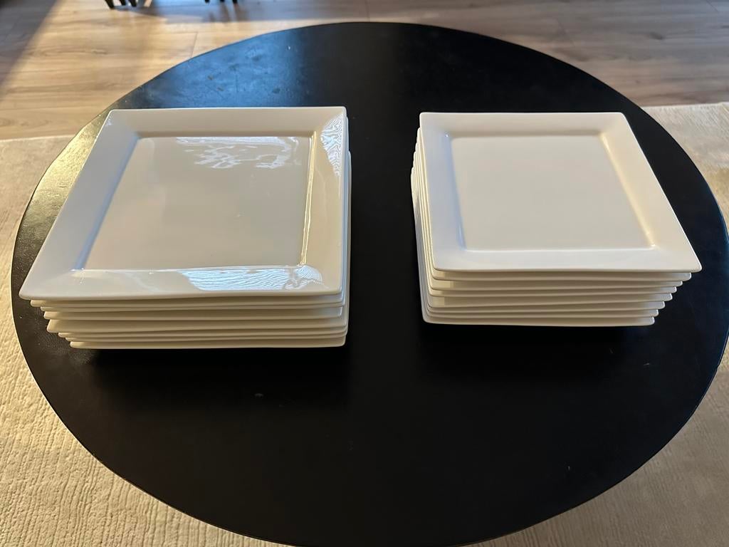 Servies - Vierkant - Wit - Leiden, Ophalen, Zo goed als nieuw, Bord(en), Overige stijlen