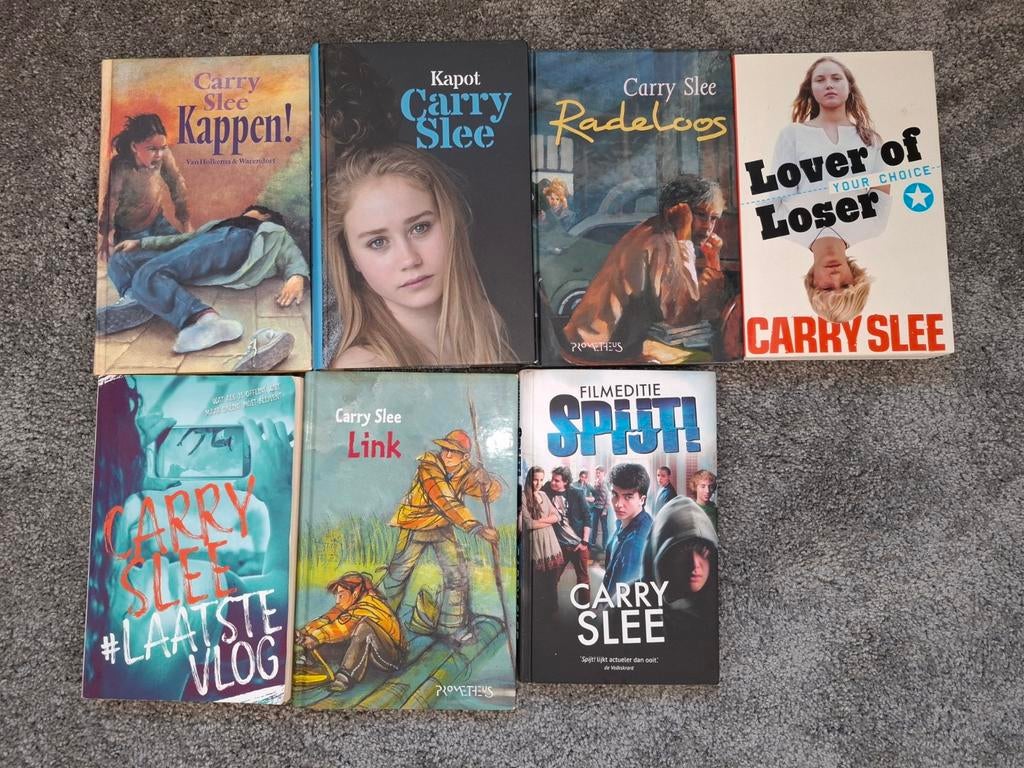 7 boeken van Carry Slee. oa Spijt,laatste vlog,link,kappen, Boeken, Ophalen of Verzenden, Zo goed als nieuw