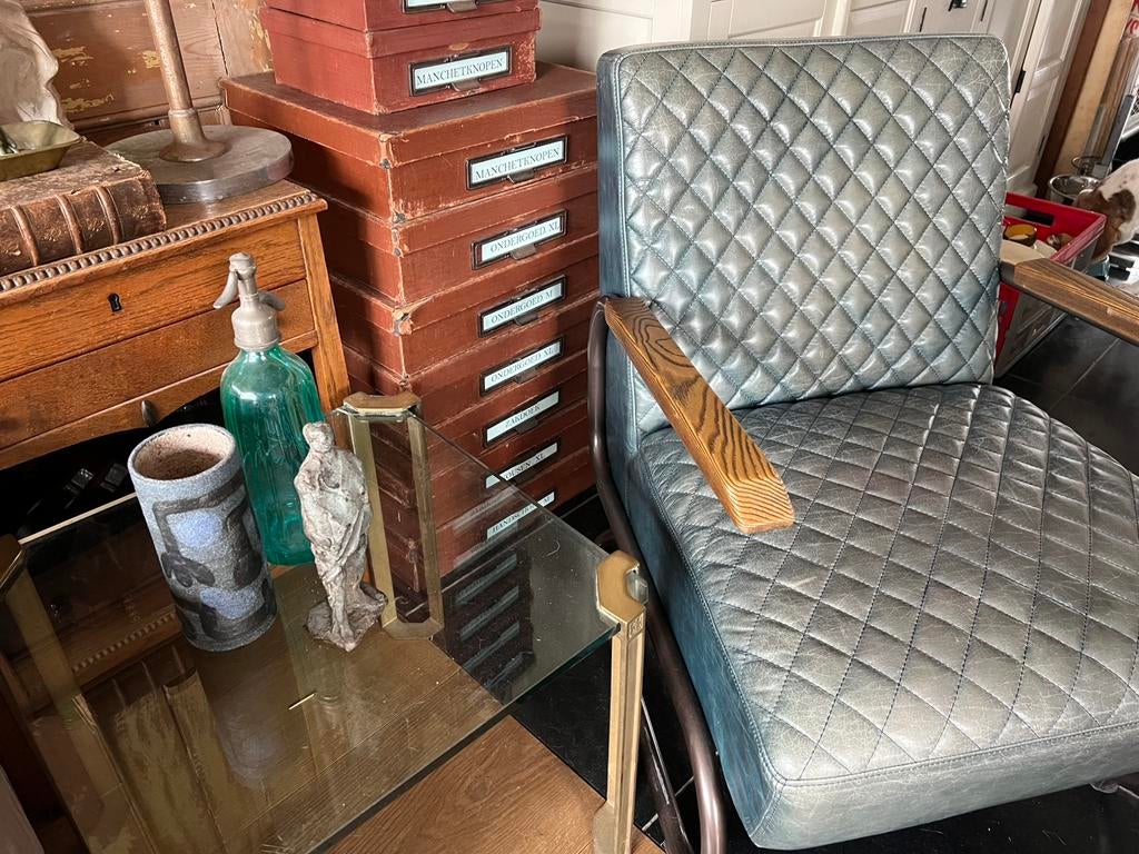 FAUTEUIL ELEONORA TYPE MARC, Huis en Inrichting, Ophalen, Gebruikt, Bruin, Leer