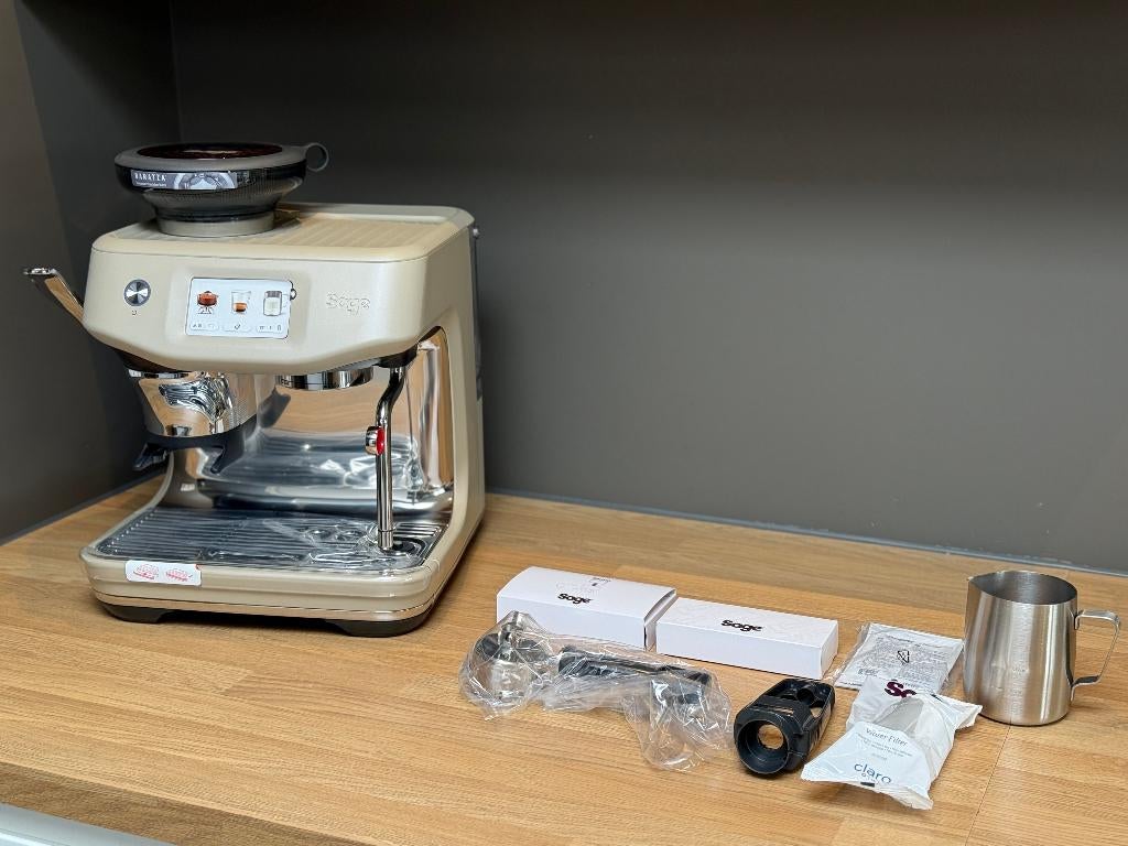 Sage the Barista Touch Impress Almond, Garantie, Witgoed en Apparatuur, Koffiezetapparaten, Zo goed als nieuw, Koffiebonen, Espresso apparaat