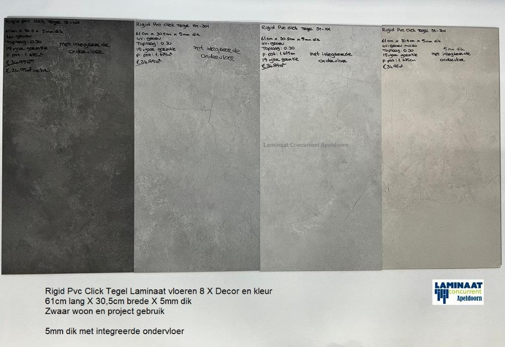 PVC Click Visgraat | Betonlook | Eiken 300 X Kleur 6mm dik, 75 m² of meer, Nieuw, Pvc click vinyl vloeren, Ophalen of Verzenden
