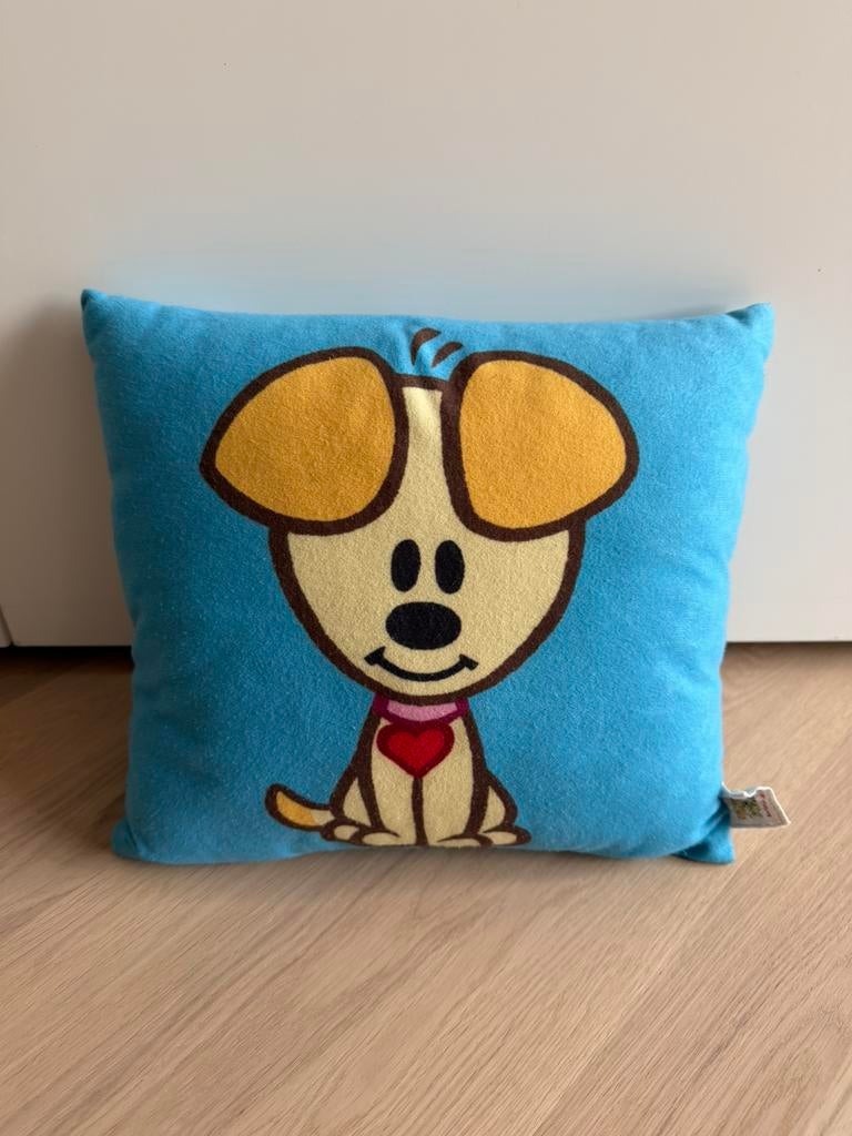 Woezel & Pip blauw kussen 30x30 cm – nette staat, Ophalen of Verzenden, Zo goed als nieuw, Blauw, Vierkant