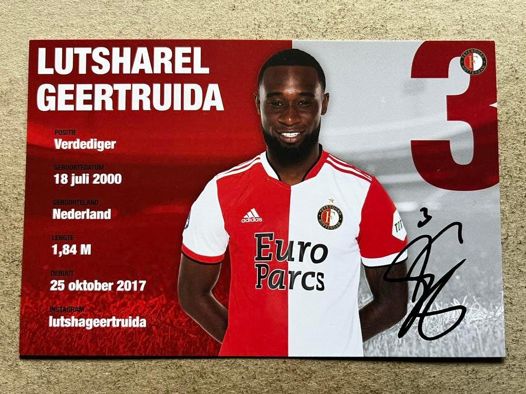 Feyenoord spelerskaart Geertruida met handtekening, Ophalen of Verzenden, Zo goed als nieuw, Feyenoord, Spelerskaart