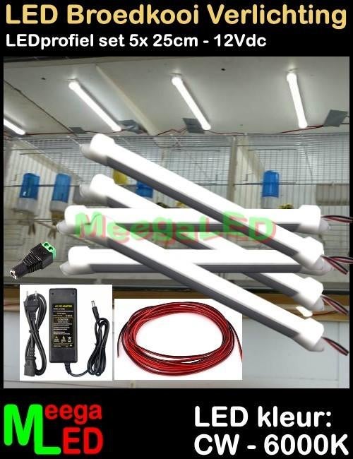 LED Verlichting SET 25cm voor Kweekkooi Vogelkooi Voliere, Ophalen of Verzenden, Nieuw, Aluminium, Broedkooi of Kweekkooi