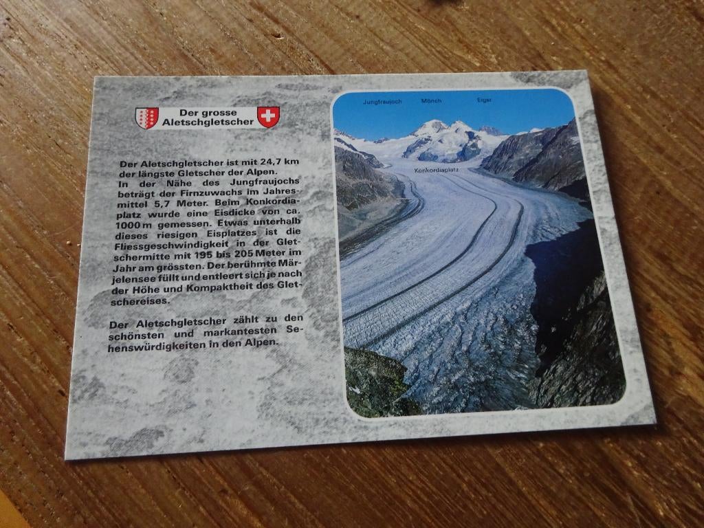 ansichtkaart Aletschgletsjer Zwitserland, Ophalen of Verzenden, 1980 tot heden, Overig Europa