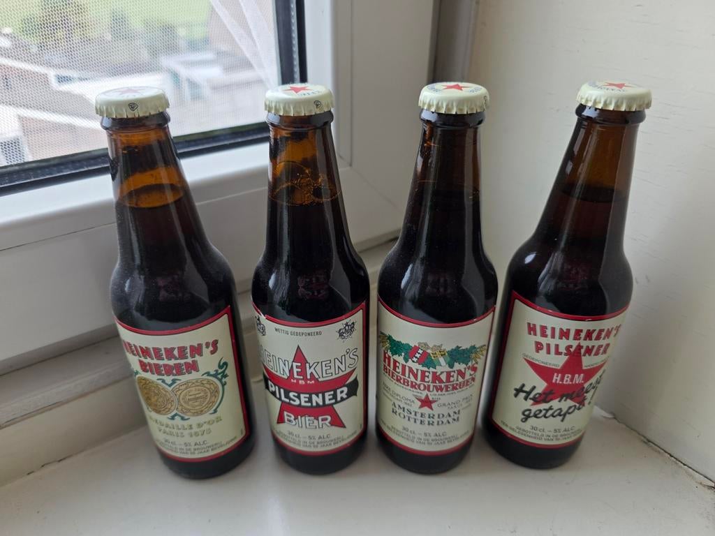4 Heineken bevrijdings flesjes 1995, Ophalen of Verzenden, Flesje(s), Heineken