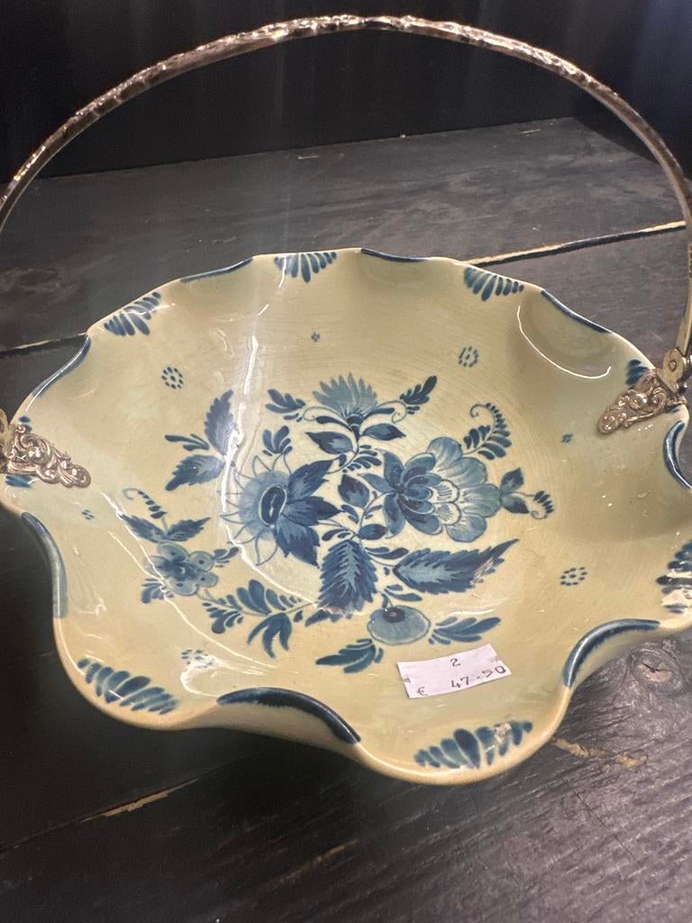 Delfts blauw bonbonschaaltje met zilveren handvat, Ophalen