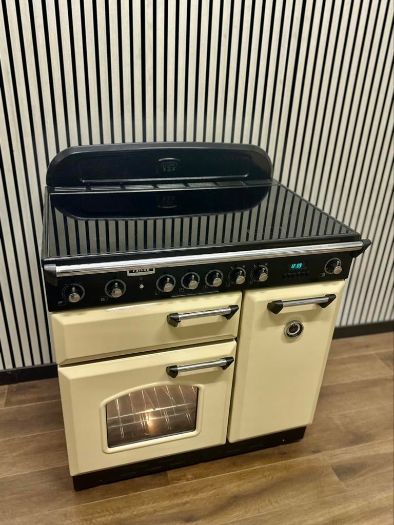 Luxe Falcon Classic keramische fornuis met 3 ovens 90 cm, Witgoed en Apparatuur, 60 cm of meer, Keramisch, Grill, Ophalen of Verzenden