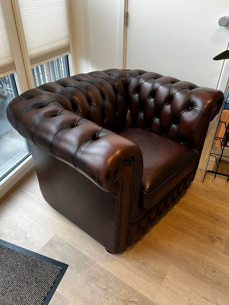 Springvale Chesterfield fauteuil, Huis en Inrichting, Fauteuils, Ophalen, Gebruikt, 75 tot 100 cm