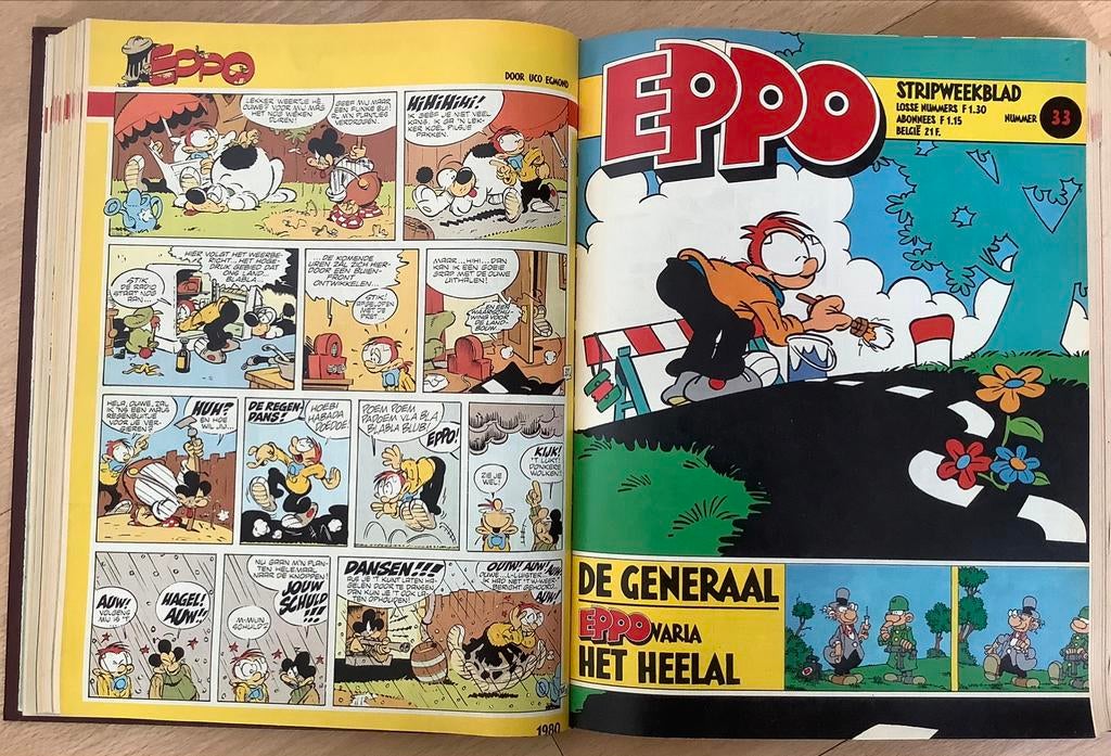 Stripweekblad Eppo’s, per 1/2 jaar ingebonden. 1980t/m 1986., Complete serie of reeks, Ophalen, Gelezen, Europa