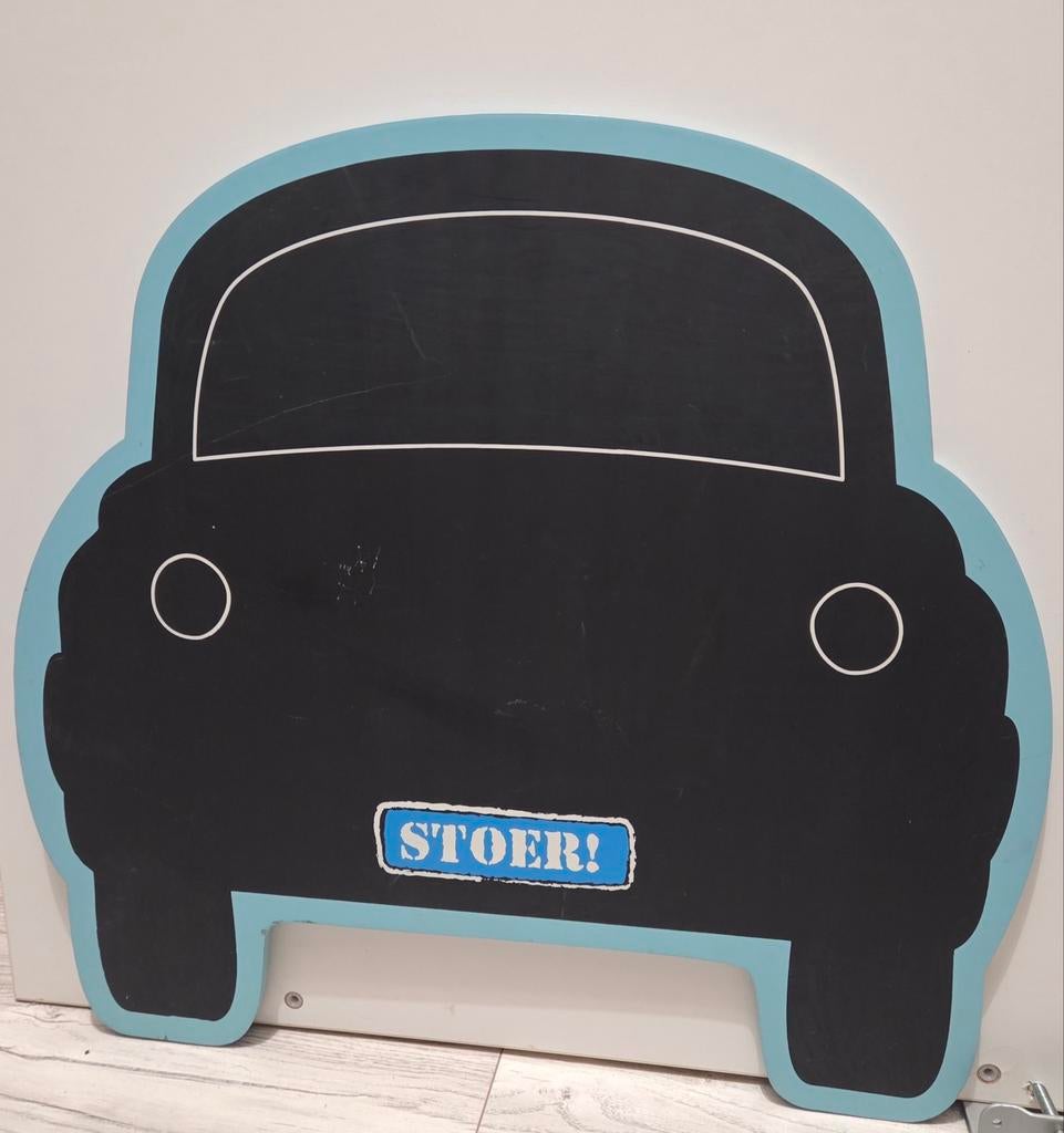 Stoer auto krijtbord/ geboortebord, verjaardagsdecoratie, Ophalen of Verzenden, Gebruikt, Wanddecoratie