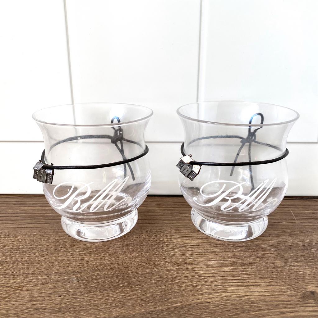 Riviera Maison Set van 2 glazen waxinelichtjes RM, Ophalen of Verzenden